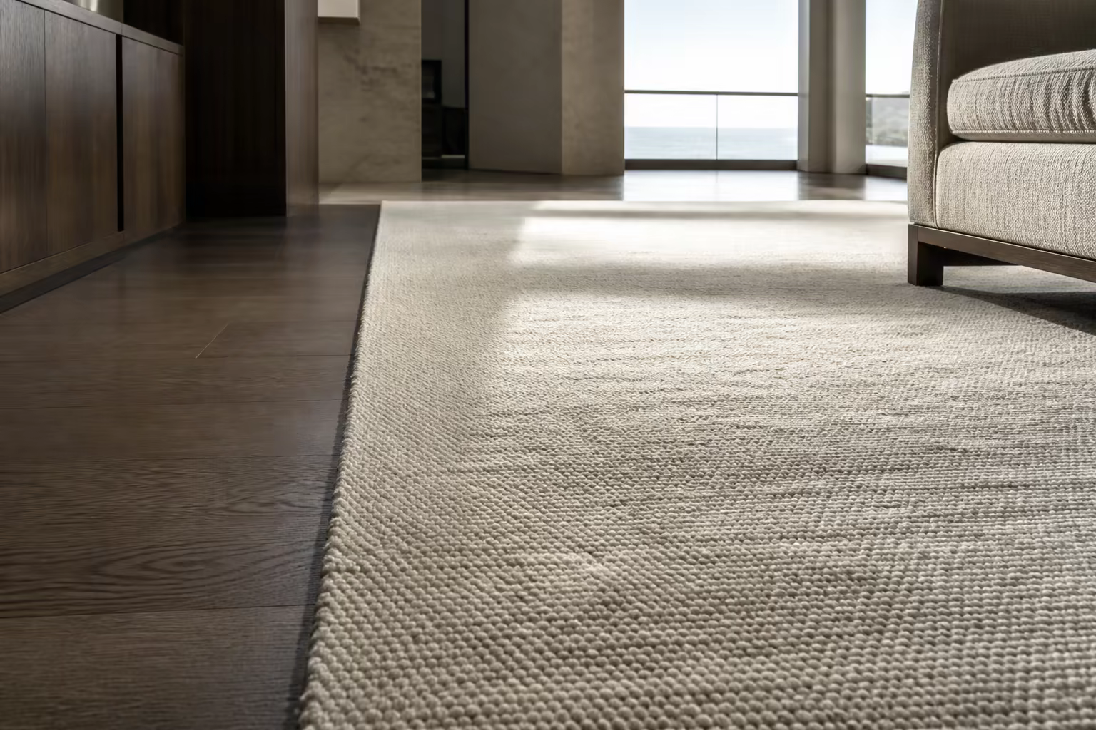 Tapis clair en laine dans un appartement de Monaco